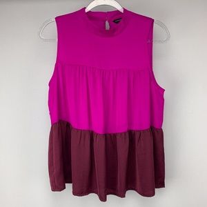 BANANA REPUBLIC Vivid Colorblock Ruffle Tiered Tank Size Medium